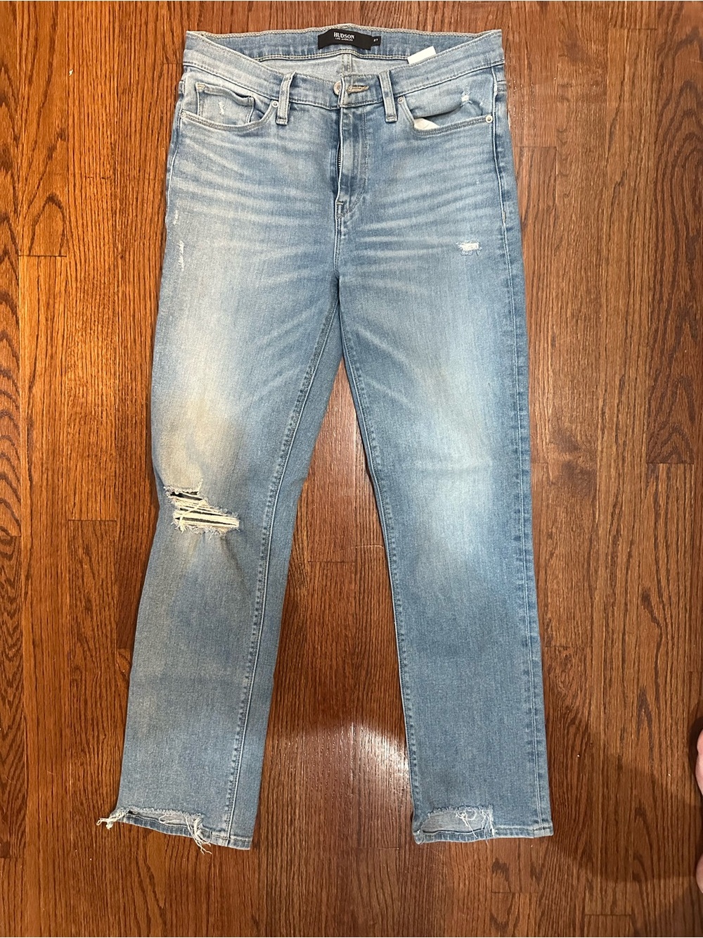 Hudson Nico Straight- Light Blue Distressed Women's Jeans - Unbranded